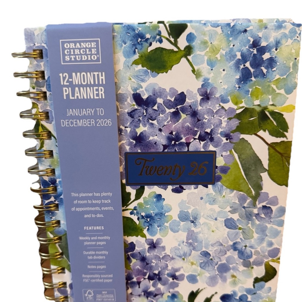 2026 Monthly Planner 12 Months Planner Orange Circle Studio Floral Design 8x7”